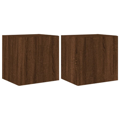 TV-seinäkaapit LED-valoilla 2 kpl ruskea tammi 40,5x35x40 cm