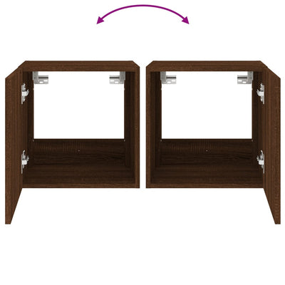 Ruskea tammi tv-seinäkaapit Genutu 40,5x35x40cm (led-valoilla 2 kpl)