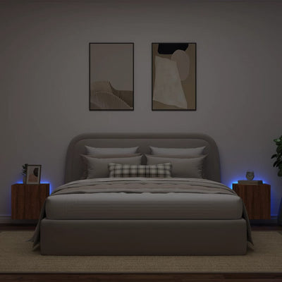 TV-seinäkaapit LED-valoilla 2 kpl ruskea tammi 40,5x35x40 cm