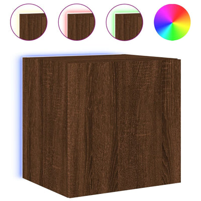 TV-seinäkaapit LED-valoilla 2 kpl ruskea tammi 40,5x35x40 cm