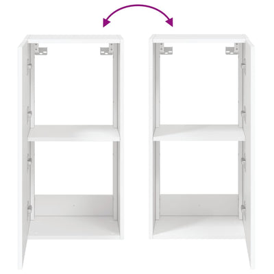 Valkoinen tv-seinäkaappi Genutu 40,5x35x80cm (led-valoilla)