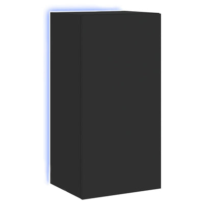 TV-seinäkaappi LED-valoilla musta 40,5x35x80 cm