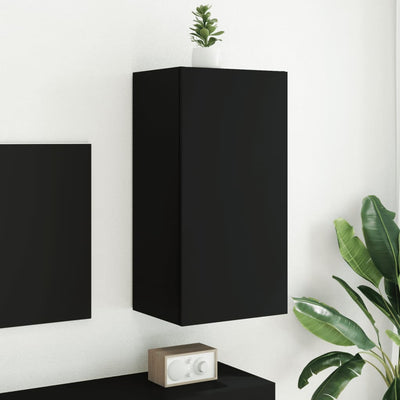 TV-seinäkaappi LED-valoilla musta 40,5x35x80 cm