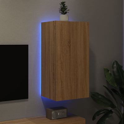 TV-seinäkaappi LED-valoilla Sonoma-tammi 40,5x35x80 cm