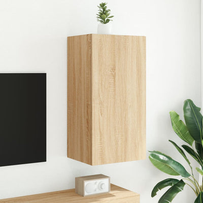 TV-seinäkaappi LED-valoilla Sonoma-tammi 40,5x35x80 cm