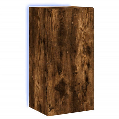 TV-seinäkaappi LED-valoilla savutammi 40,5x35x80 cm