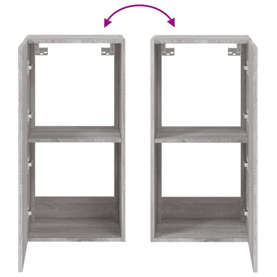 Harmaa tv-seinäkaappi Genutu 40,5x35x80cm (led-valoilla sonoma)