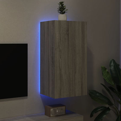 TV-seinäkaappi LED-valoilla harmaa Sonoma 40,5x35x80 cm