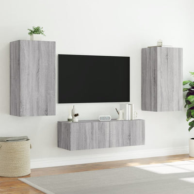 TV-seinäkaappi LED-valoilla harmaa Sonoma 40,5x35x80 cm