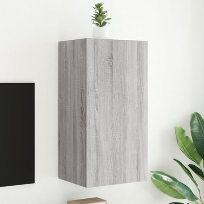 Harmaa tv-seinäkaappi Genutu 40,5x35x80cm (led-valoilla sonoma)