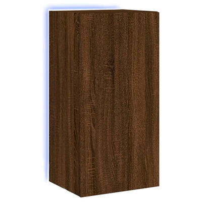TV-seinäkaappi LED-valoilla ruskea tammi 40,5x35x80 cm