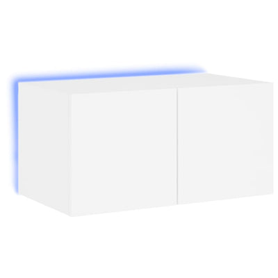 TV-seinäkaappi LED-valoilla valkoinen 60x35x31 cm