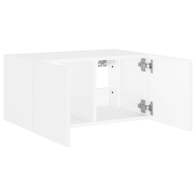 TV-seinäkaappi LED-valoilla valkoinen 60x35x31 cm