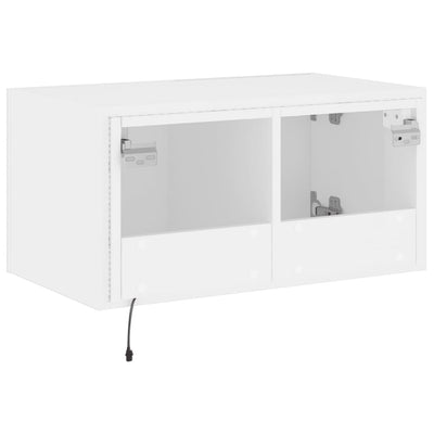 TV-seinäkaappi LED-valoilla valkoinen 60x35x31 cm