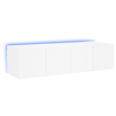 TV-seinäkaapit LED-valoilla 2 kpl valkoinen 60x35x31 cm