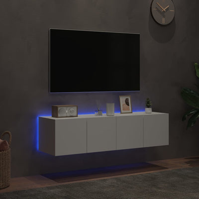 TV-seinäkaapit LED-valoilla 2 kpl valkoinen 60x35x31 cm