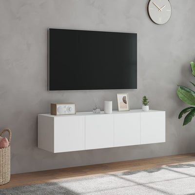 TV-seinäkaapit LED-valoilla 2 kpl valkoinen 60x35x31 cm
