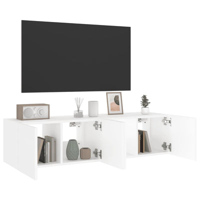 TV-seinäkaapit LED-valoilla 2 kpl valkoinen 60x35x31 cm