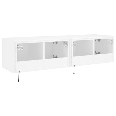 TV-seinäkaapit LED-valoilla 2 kpl valkoinen 60x35x31 cm