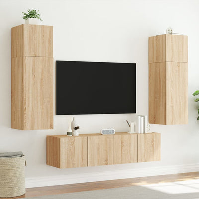 TV-seinäkaappi LED-valoilla Sonoma-tammi 60x35x31 cm
