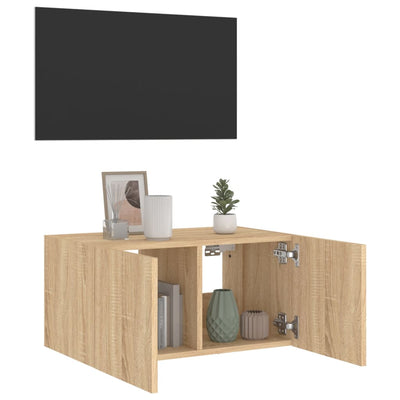 TV-seinäkaappi LED-valoilla Sonoma-tammi 60x35x31 cm