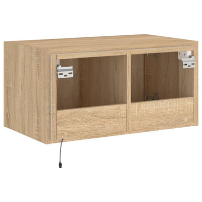 TV-seinäkaappi LED-valoilla Sonoma-tammi 60x35x31 cm