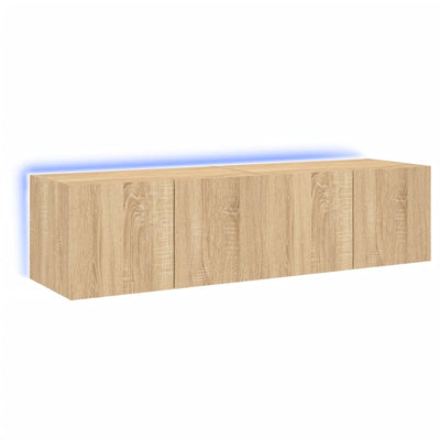 TV-seinäkaapit LED-valoilla 2 kpl Sonoma-tammi 60x35x31 cm