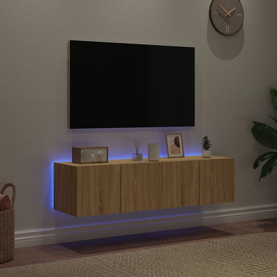 TV-seinäkaapit LED-valoilla 2 kpl Sonoma-tammi 60x35x31 cm