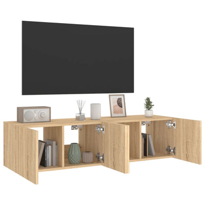 TV-seinäkaapit LED-valoilla 2 kpl Sonoma-tammi 60x35x31 cm