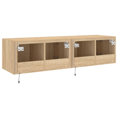 TV-seinäkaapit LED-valoilla 2 kpl Sonoma-tammi 60x35x31 cm