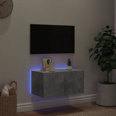 TV-seinäkaappi LED-valoilla betoninharmaa 60x35x31 cm