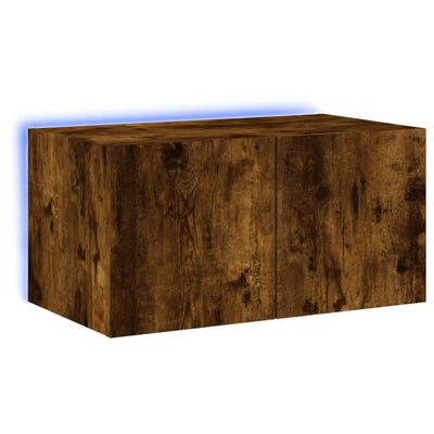 TV-seinäkaappi LED-valoilla savutammi 60x35x31 cm