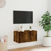 TV-seinäkaappi LED-valoilla savutammi 60x35x31 cm