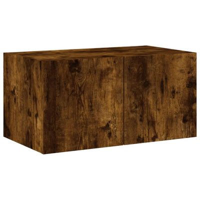 TV-seinäkaappi LED-valoilla savutammi 60x35x31 cm