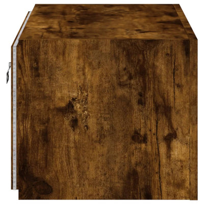 TV-seinäkaappi LED-valoilla savutammi 60x35x31 cm