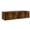 TV-seinäkaapit LED-valoilla 2 kpl savutammi 60x35x31 cm