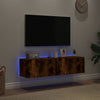 TV-seinäkaapit LED-valoilla 2 kpl savutammi 60x35x31 cm