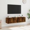 TV-seinäkaapit LED-valoilla 2 kpl savutammi 60x35x31 cm