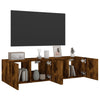 TV-seinäkaapit LED-valoilla 2 kpl savutammi 60x35x31 cm
