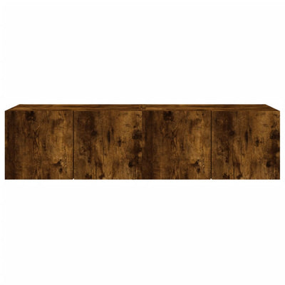 TV-seinäkaapit LED-valoilla 2 kpl savutammi 60x35x31 cm