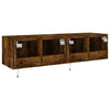 TV-seinäkaapit LED-valoilla 2 kpl savutammi 60x35x31 cm