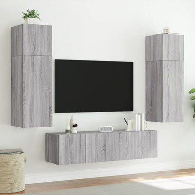 TV-seinäkaappi LED-valoilla harmaa Sonoma 60x35x31 cm