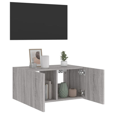 TV-seinäkaappi LED-valoilla harmaa Sonoma 60x35x31 cm