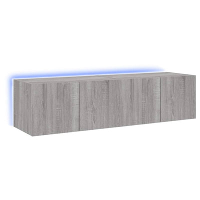 TV-seinäkaapit LED-valoilla 2 kpl harmaa Sonoma 60x35x31 cm