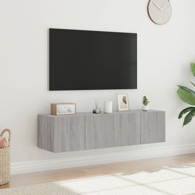TV-seinäkaapit LED-valoilla 2 kpl harmaa Sonoma 60x35x31 cm