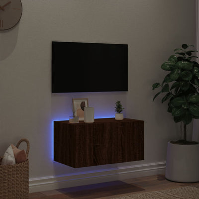 TV-seinäkaappi LED-valoilla ruskea tammi 60x35x31 cm