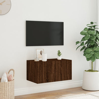 TV-seinäkaappi LED-valoilla ruskea tammi 60x35x31 cm
