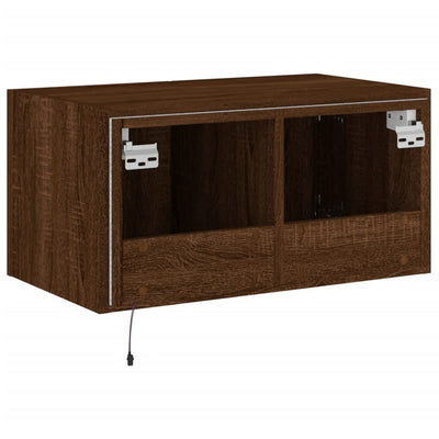 TV-seinäkaappi LED-valoilla ruskea tammi 60x35x31 cm