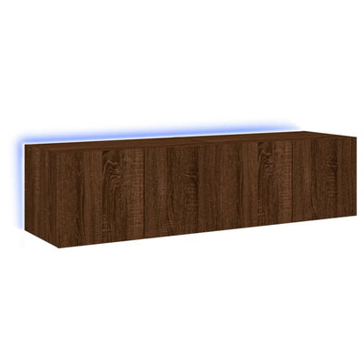 TV-seinäkaapit LED-valoilla 2 kpl ruskea tammi 60x35x31 cm
