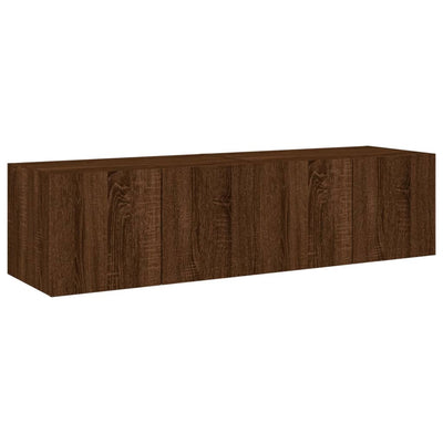 TV-seinäkaapit LED-valoilla 2 kpl ruskea tammi 60x35x31 cm